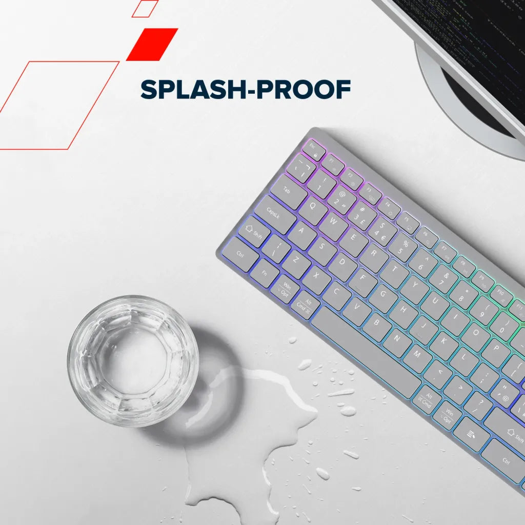 CANYON HKB-W11 bezvadu tastatūra, 2,4 GHz/Bluetooth, RGB, 113 taustiņi, balta