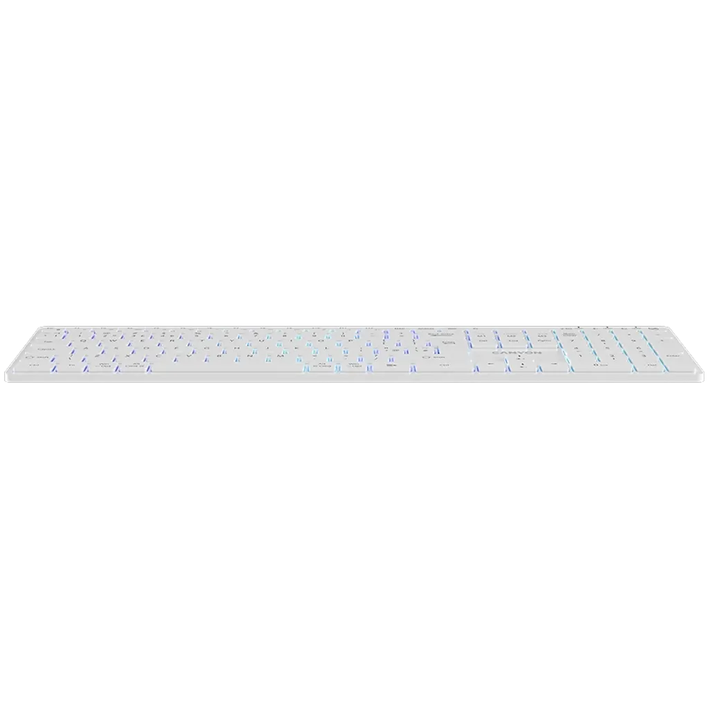 CANYON HKB-W11 bezvadu tastatūra, 2,4 GHz/Bluetooth, RGB, 113 taustiņi, balta