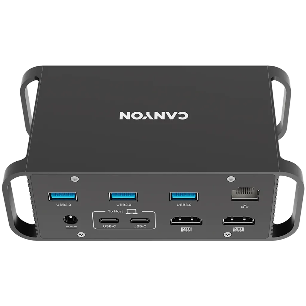 CANYON HDS-95ST USB-C 14 portu dokstacija, 100W, 2×HDMI 4K, pelēka
