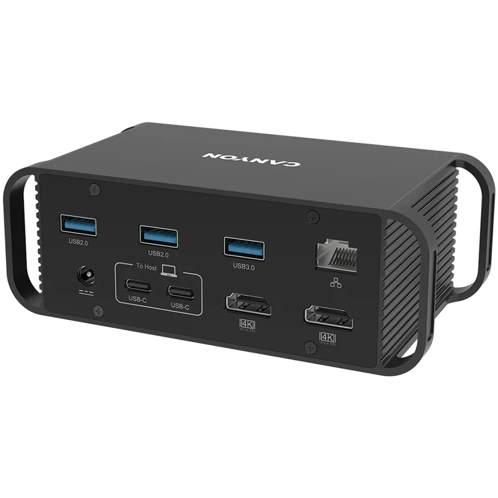 CANYON HDS-95ST USB-C 14 portu dokstacija, 100W, 2×HDMI 4K, pelēka