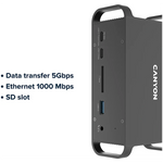 CANYON HDS-95ST USB-C 14 portu dokstacija, 100W, 2×HDMI 4K, pelēka