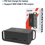 CANYON HDS-95ST USB-C 14 portu dokstacija, 100W, 2×HDMI 4K, pelēka