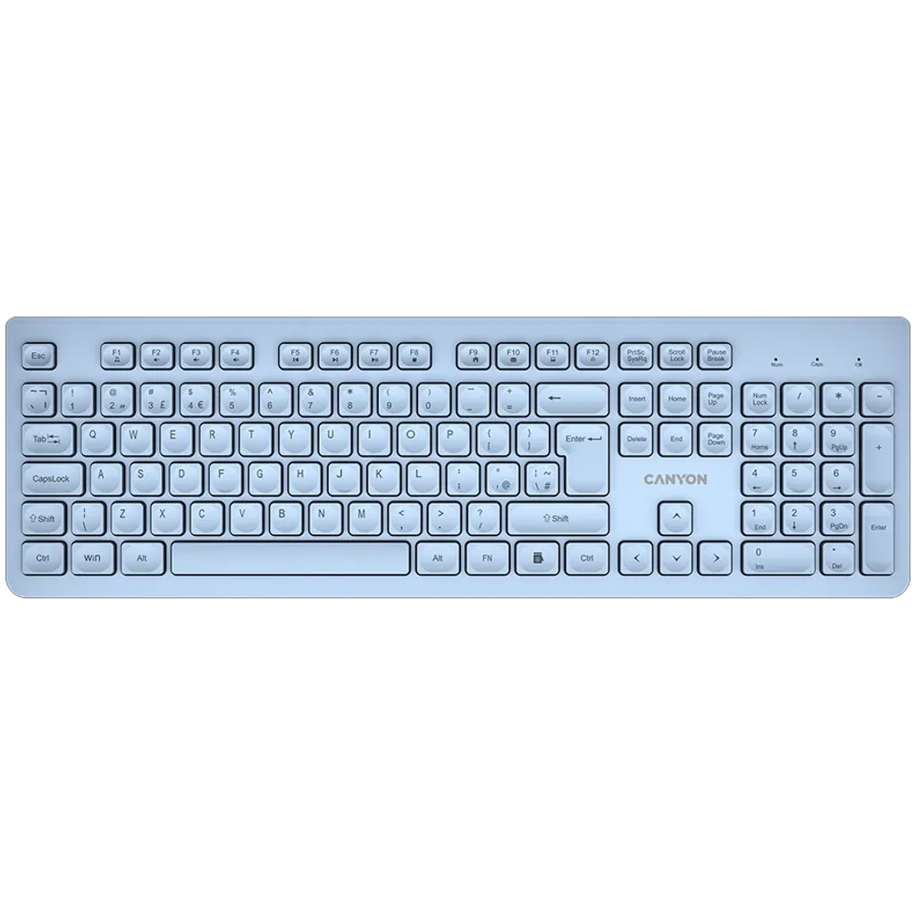 CANYON HKB-W01 bezvadu tastatūra, 2,4 GHz, 104 taustiņi, zila