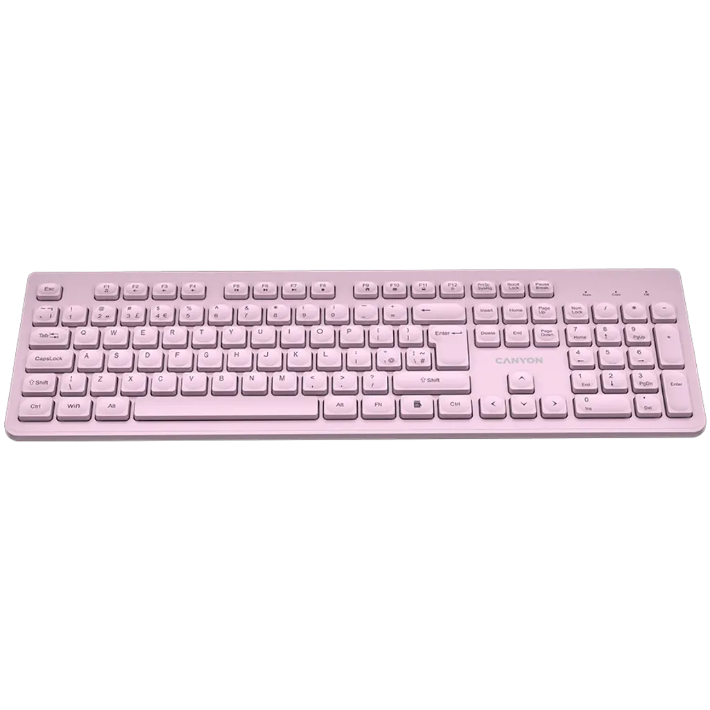 CANYON HKB-W01 bezvadu tastatūra, 2,4 GHz, 104 taustiņi, rozā