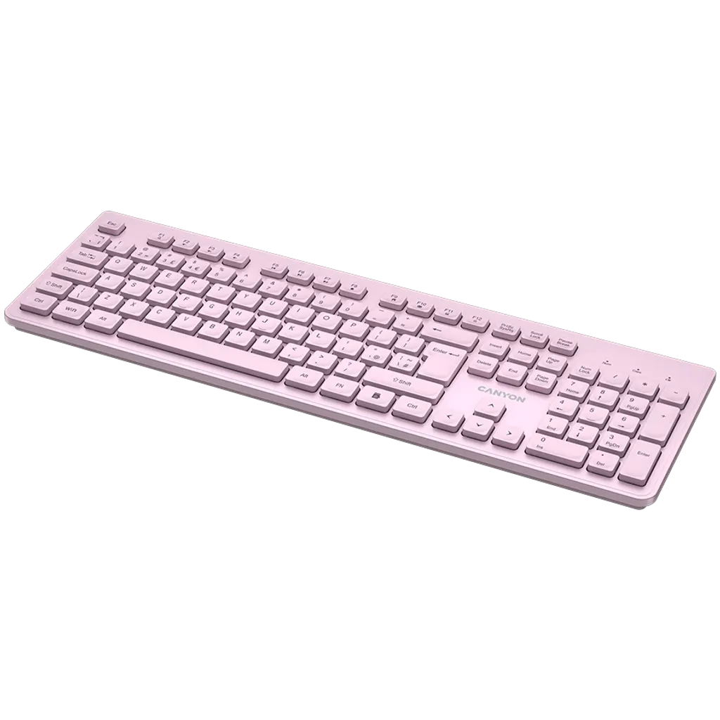CANYON HKB-W01 bezvadu tastatūra, 2,4 GHz, 104 taustiņi, rozā