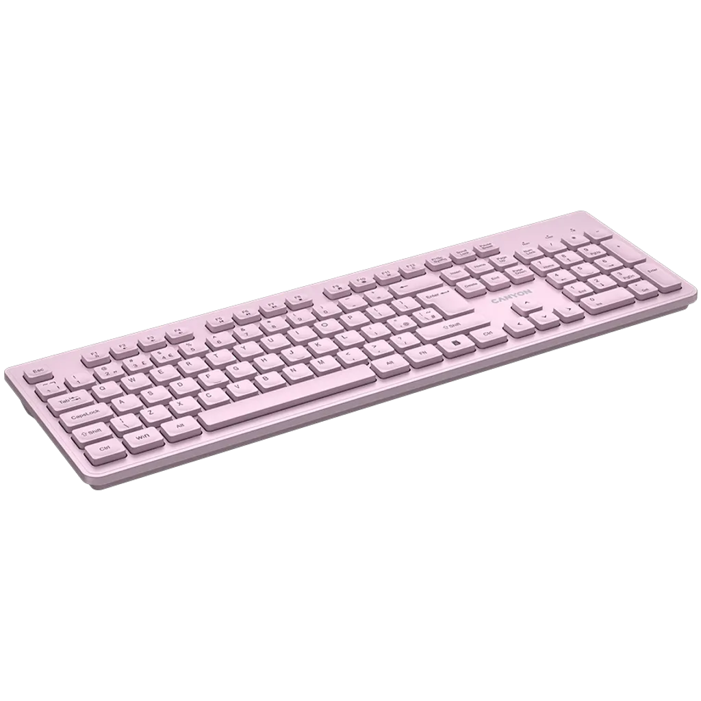 CANYON HKB-W01 bezvadu tastatūra, 2,4 GHz, 104 taustiņi, rozā