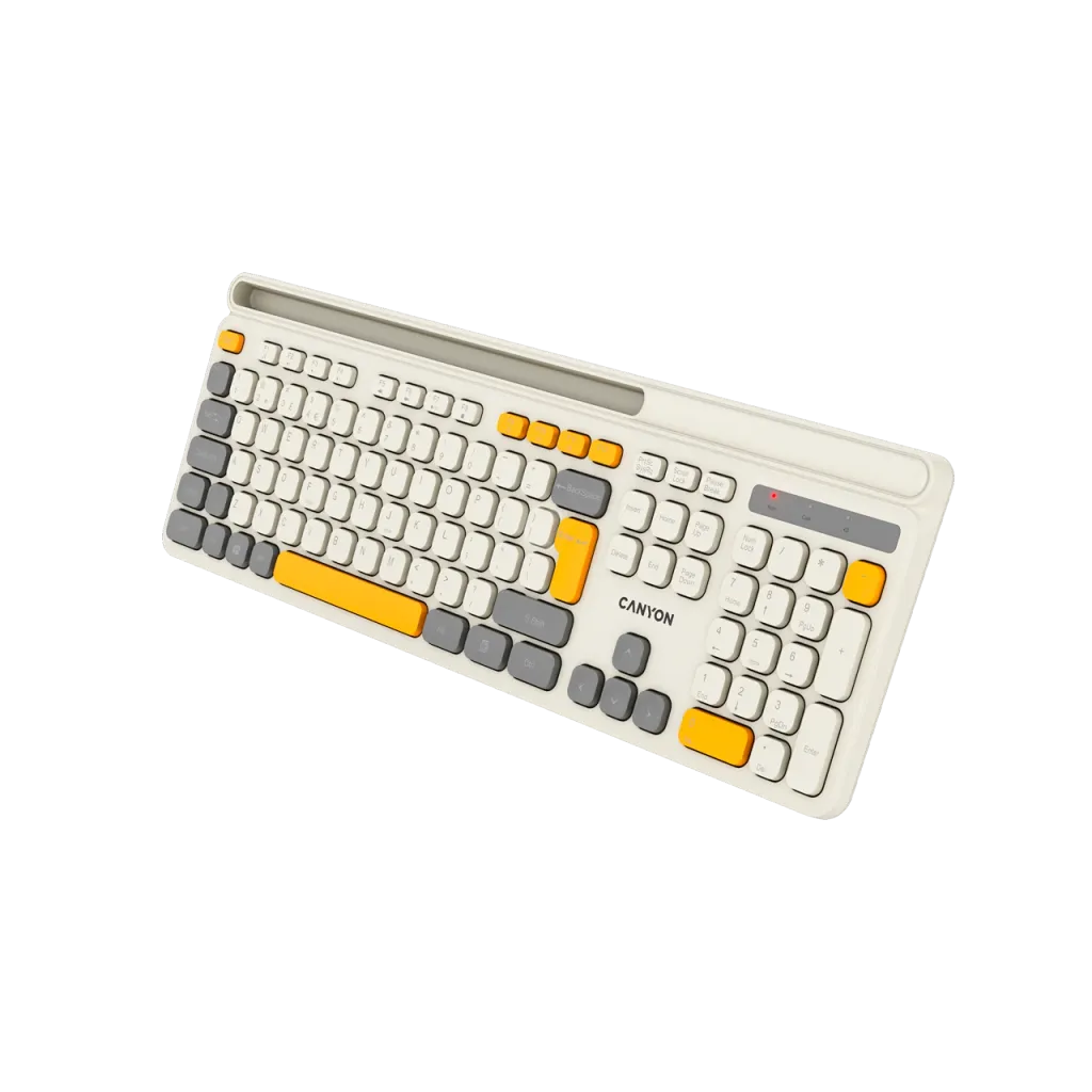 CANYON HKB-W03 bezvadu tastatūra, 2,4 GHz, 105 taustiņi, bēša