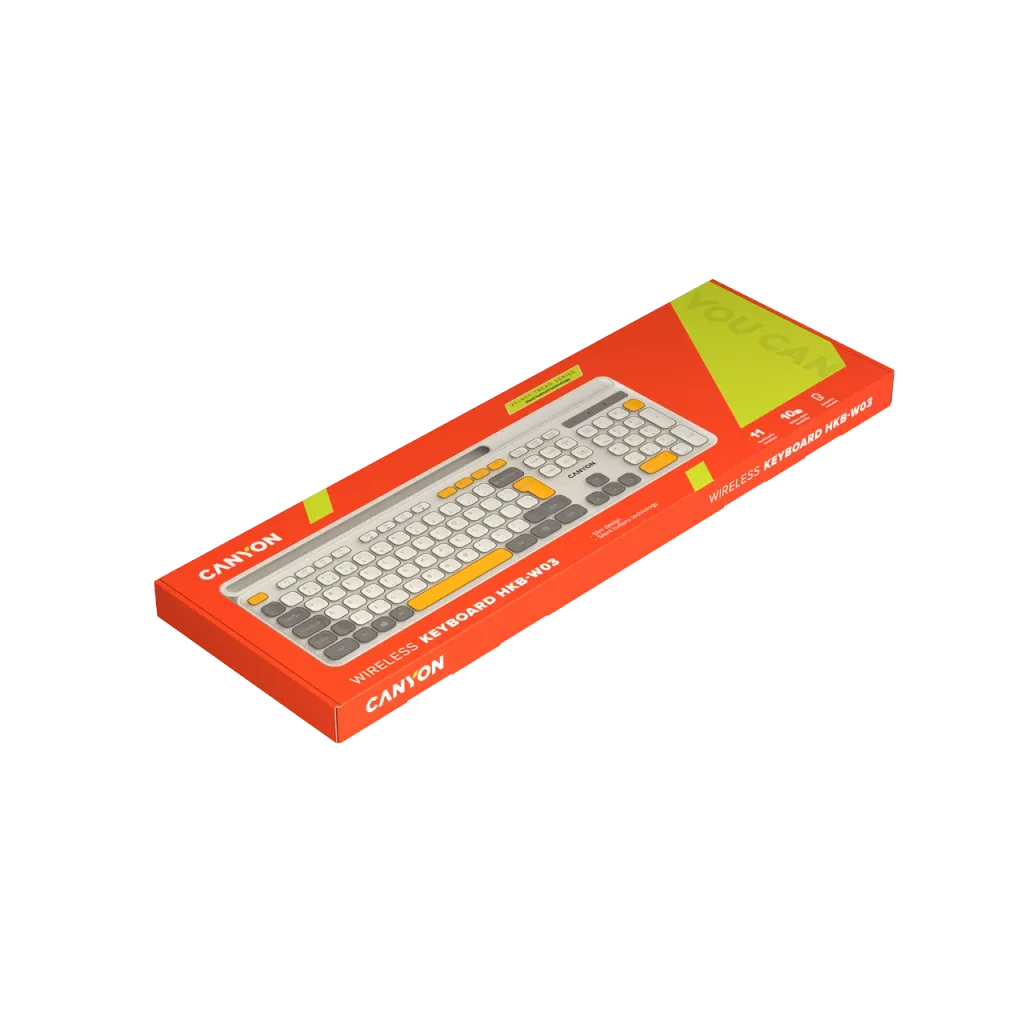 CANYON HKB-W03 bezvadu tastatūra, 2,4 GHz, 105 taustiņi, bēša