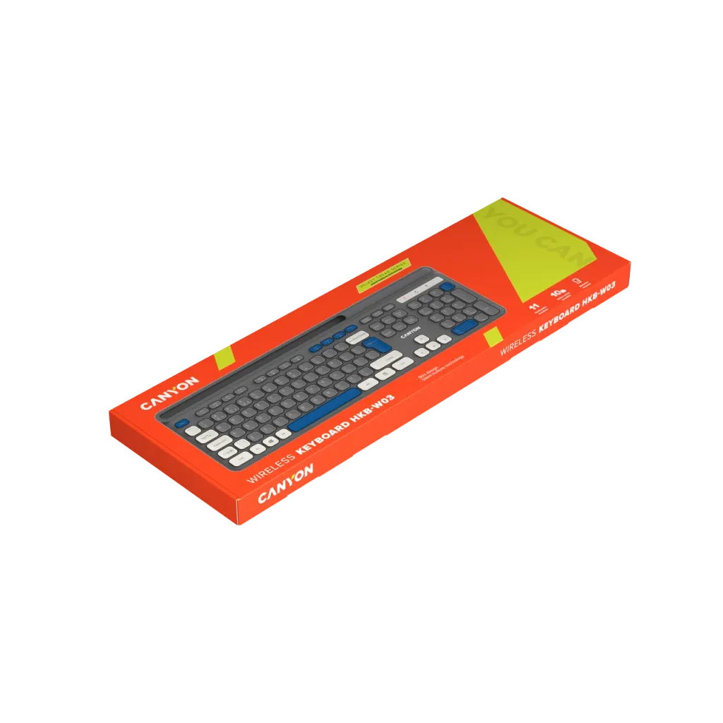CANYON HKB-W03 bezvadu tastatūra, 2,4 GHz, 105 taustiņi, pelēka
