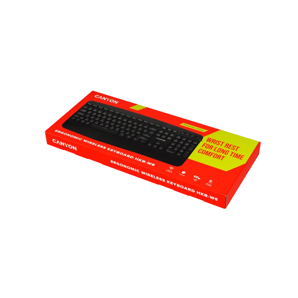 CANYON HKB-W6 bezvadu tastatūra, 2,4 GHz/Bluetooth, 105 taustiņi, melna