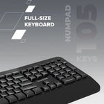 CANYON HKB-W6 bezvadu tastatūra, 2,4 GHz/Bluetooth, 105 taustiņi, melna