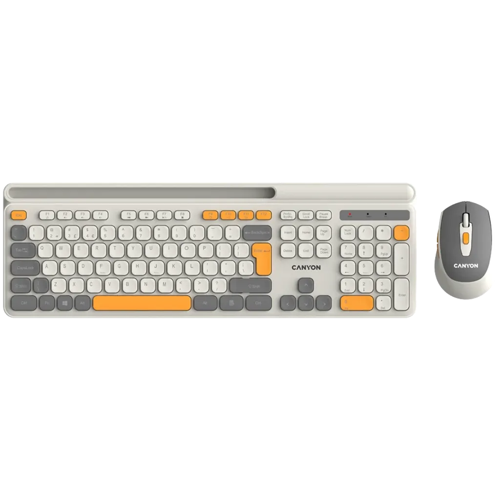 CANYON HSET-W5 bezvadu tastatūras un peles komplekts, 2,4 GHz, bēšs