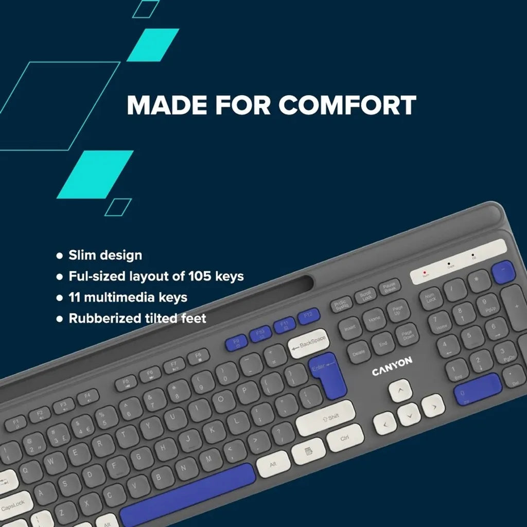 CANYON HSET-W5 bezvadu tastatūras un peles komplekts, 2,4 GHz, bēšs