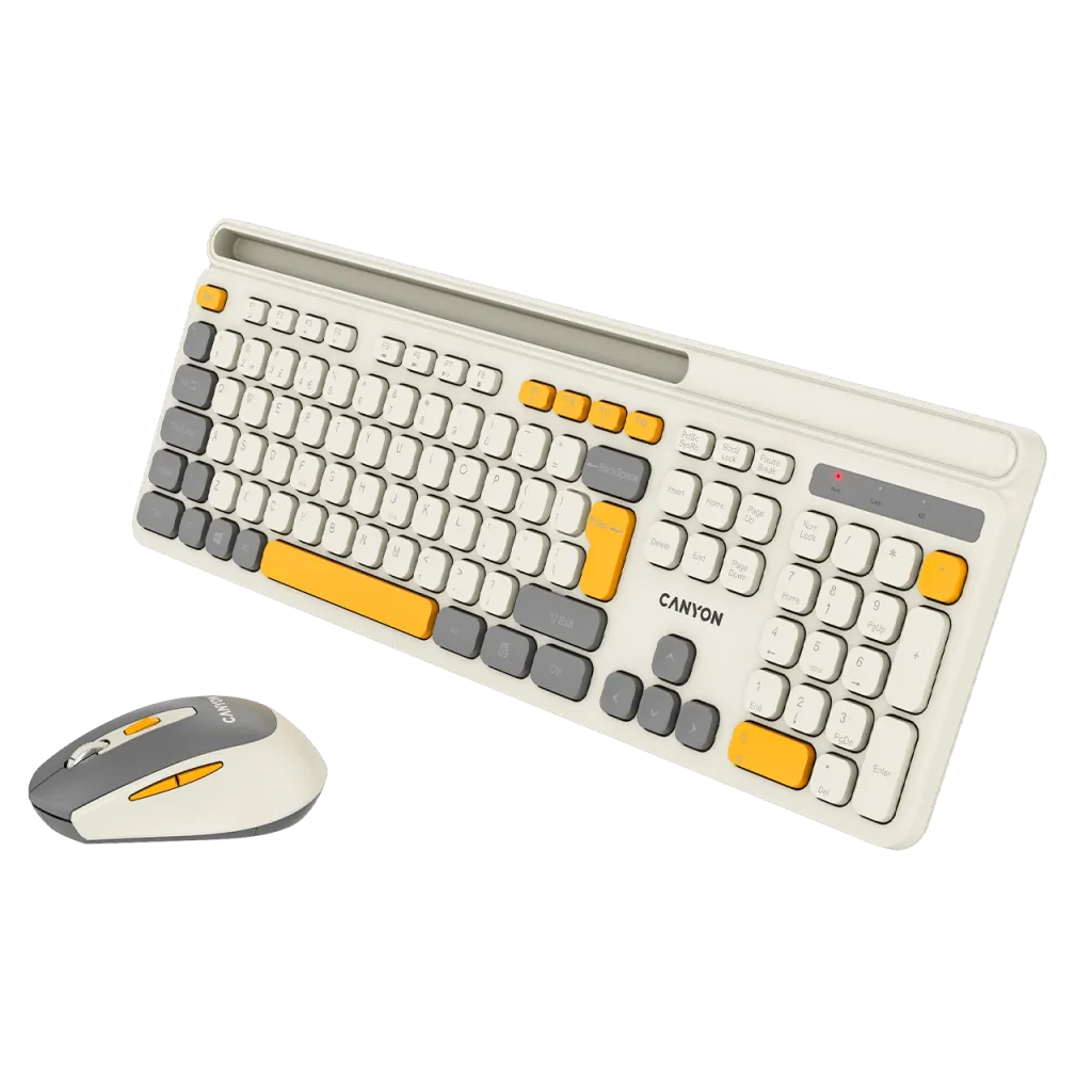 CANYON HSET-W5 bezvadu tastatūras un peles komplekts, 2,4 GHz, bēšs