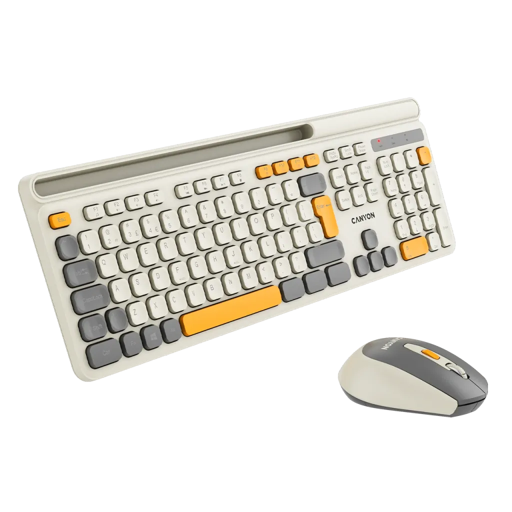 CANYON HSET-W5 bezvadu tastatūras un peles komplekts, 2,4 GHz, bēšs