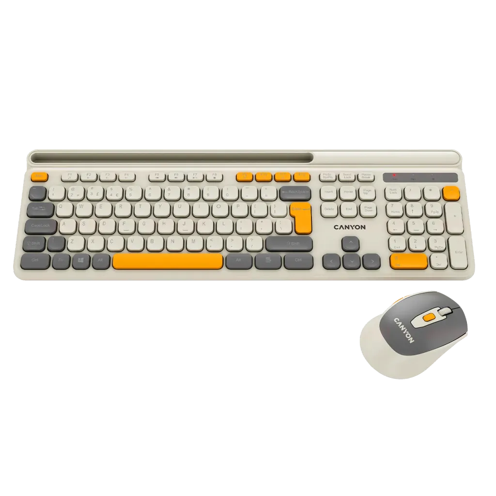 CANYON HSET-W5 bezvadu tastatūras un peles komplekts, 2,4 GHz, bēšs