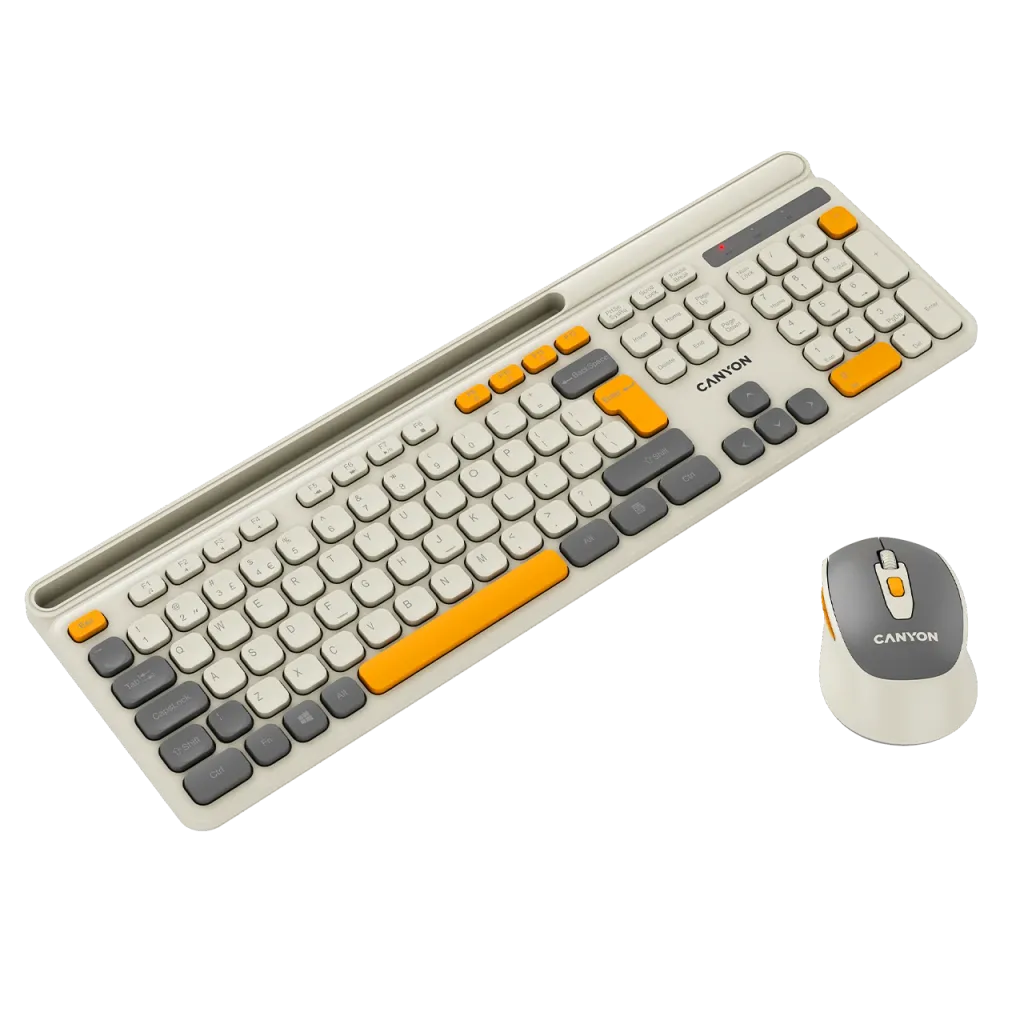 CANYON HSET-W5 bezvadu tastatūras un peles komplekts, 2,4 GHz, bēšs