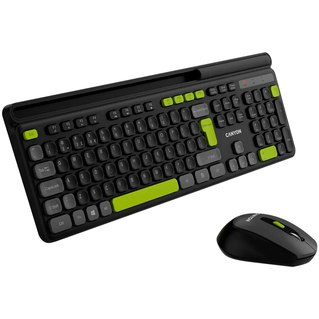 CANYON HSET-W5 bezvadu tastatūras un peles komplekts, 2,4 GHz, melns