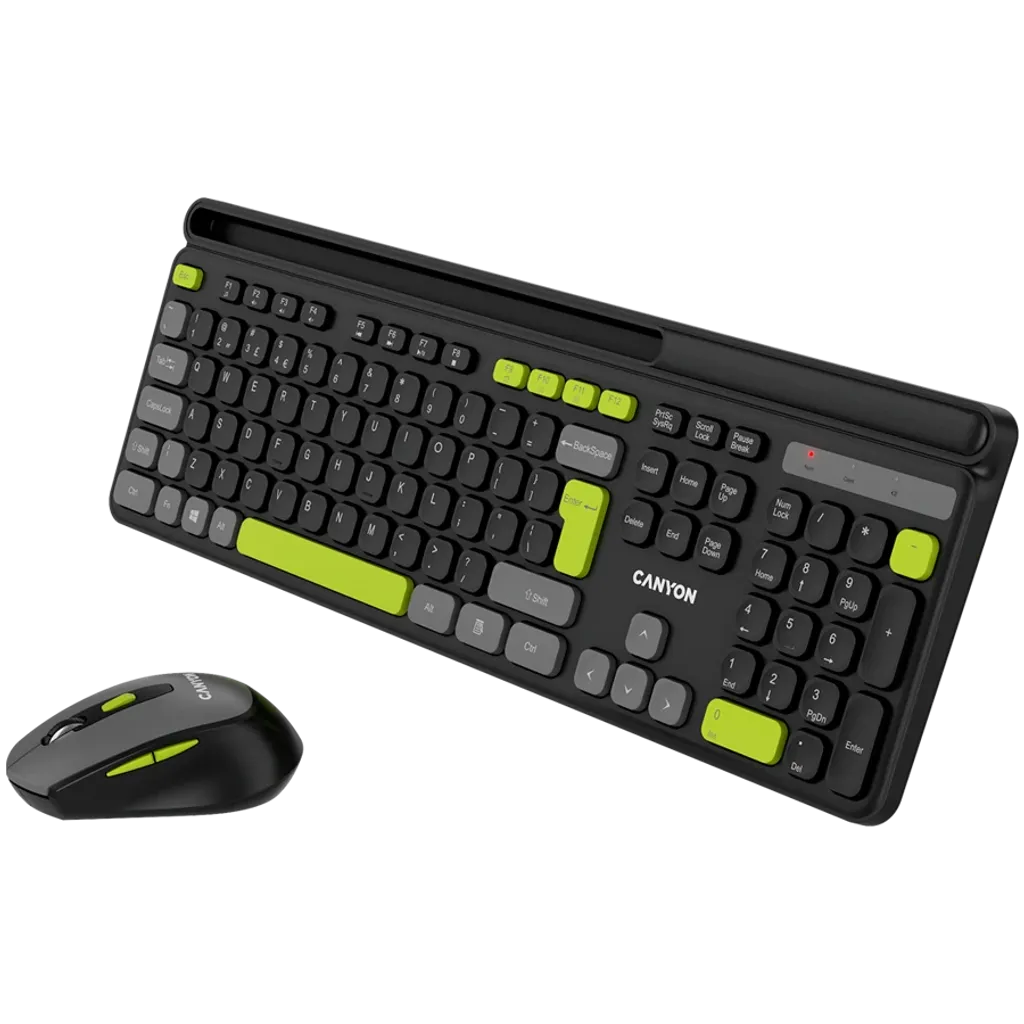 CANYON HSET-W5 bezvadu tastatūras un peles komplekts, 2,4 GHz, melns