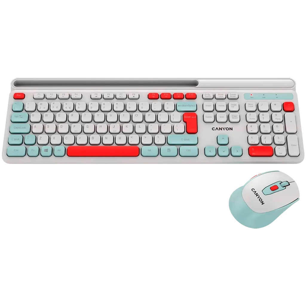 CANYON HSET-W5 bezvadu tastatūras un peles komplekts, 2,4 GHz, balts