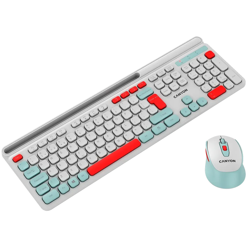 CANYON HSET-W5 bezvadu tastatūras un peles komplekts, 2,4 GHz, balts