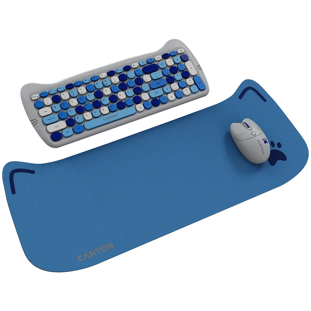 CANYON HSET-W6 Kitty bezvadu tastatūras un peles komplekts, zils