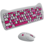CANYON HSET-W6 Kitty bezvadu tastatūras un peles komplekts, rozā