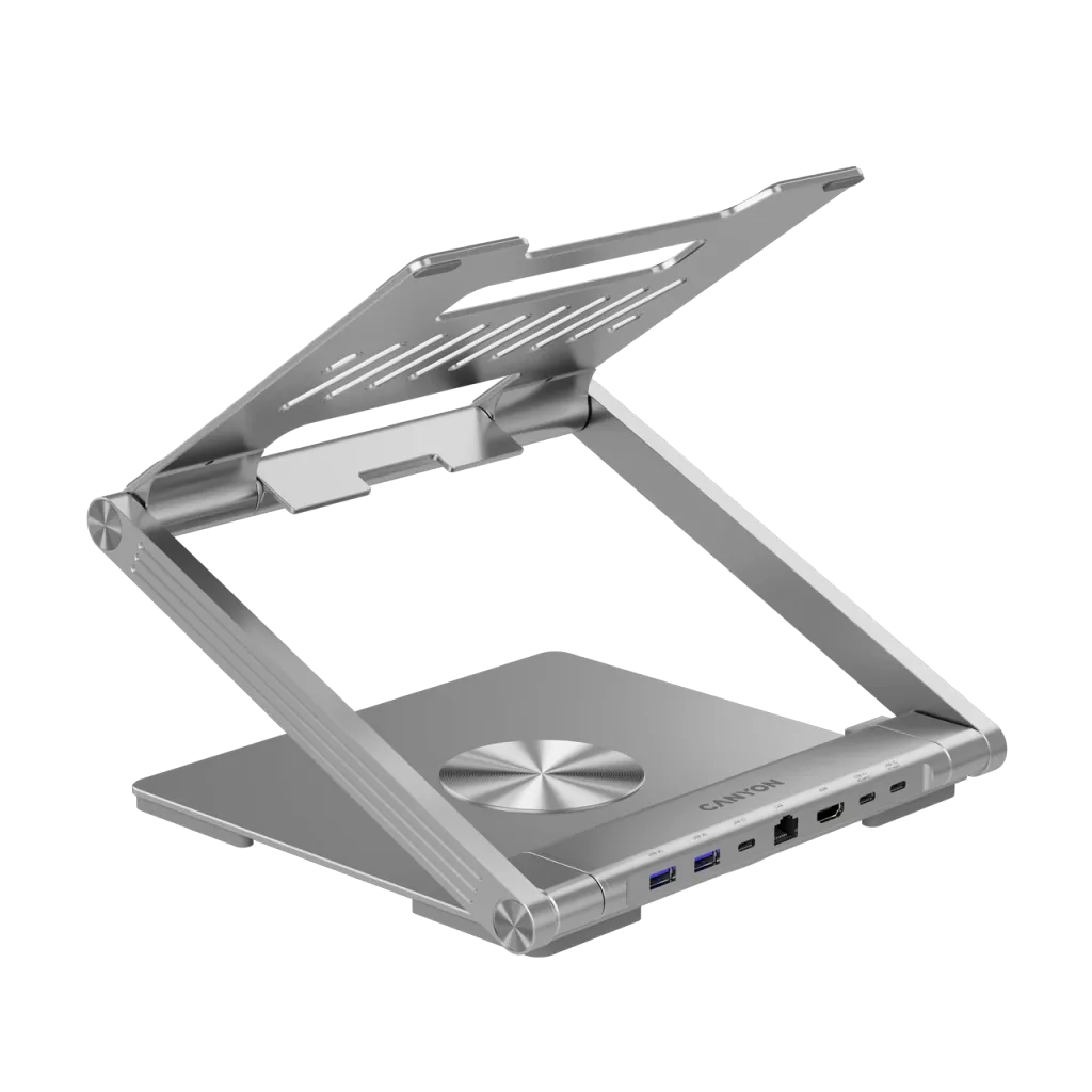 CANYON OnStand 2 klēpjdatora statīvs ar 6in1 USB-C HUB, 100W PD, 4K
