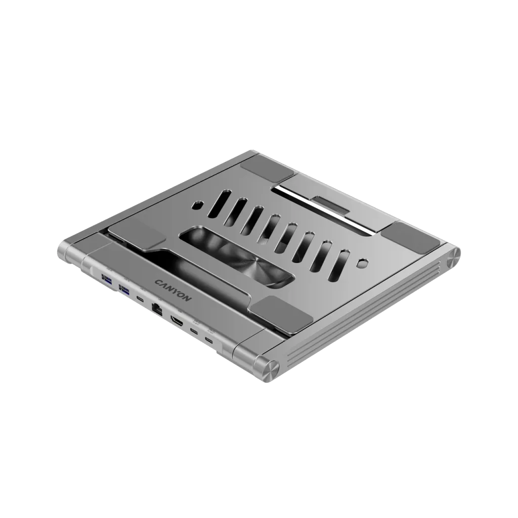 CANYON OnStand 2 klēpjdatora statīvs ar 6in1 USB-C HUB, 100W PD, 4K