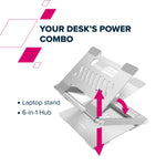 CANYON OnStand 2 klēpjdatora statīvs ar 6in1 USB-C HUB, 100W PD, 4K
