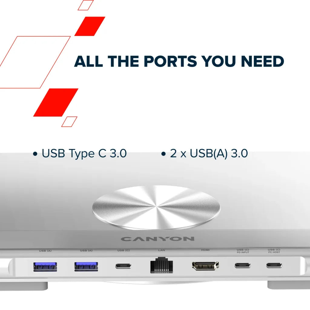CANYON OnStand 2 klēpjdatora statīvs ar 6in1 USB-C HUB, 100W PD, 4K