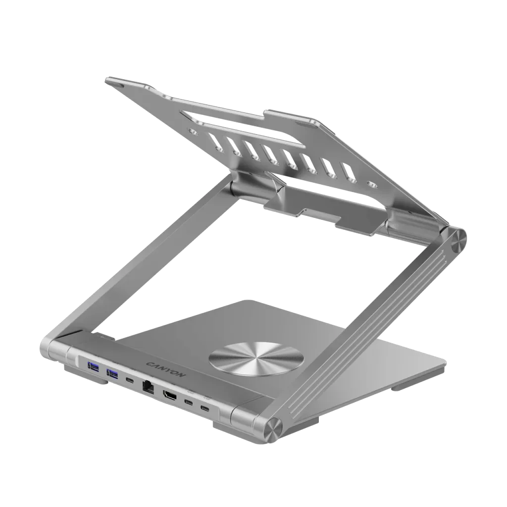 CANYON OnStand 2 klēpjdatora statīvs ar 6in1 USB-C HUB, 100W PD, 4K