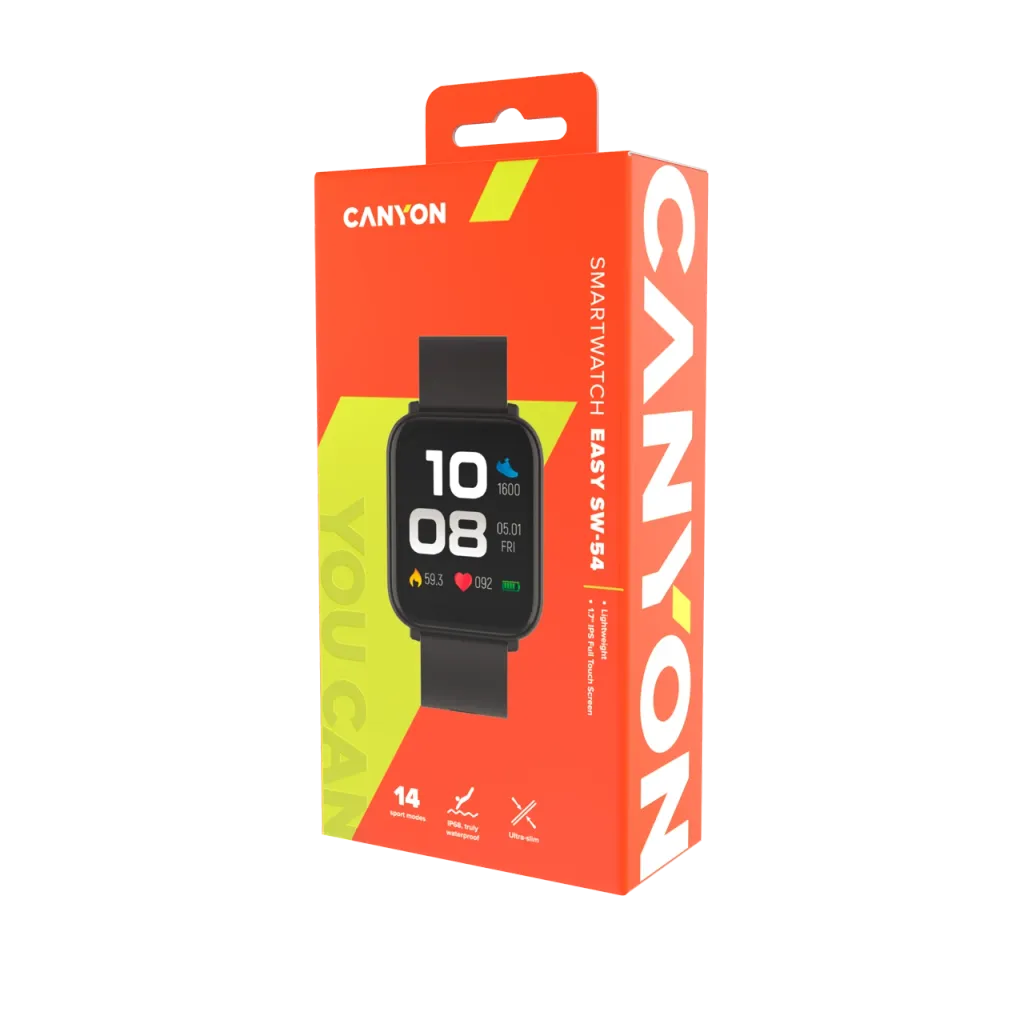 CANYON Easy SW-54 viedpulkstenis 1.7" IPS, IP68, melns