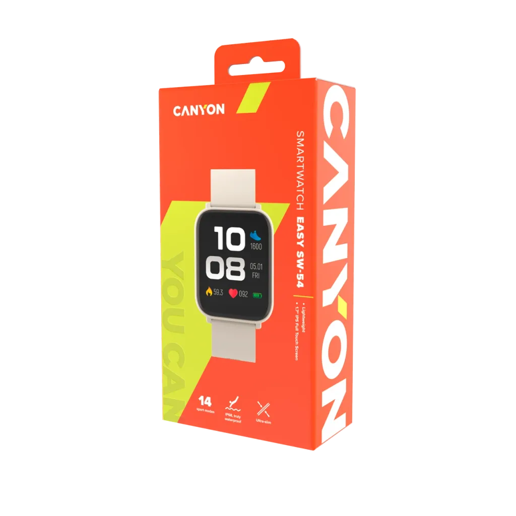 CANYON Easy SW-54 viedpulkstenis 1.7" IPS, IP68, bēšs