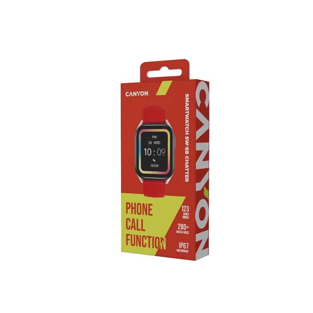 CANYON Chatter SW-58 viedpulkstenis 1.8" IPS, BT zvani, IP67, sarkans
