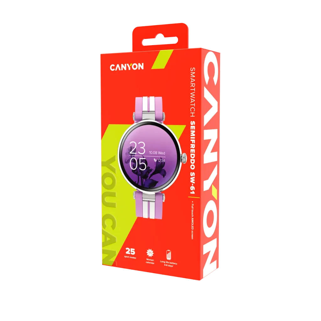 CANYON Semifreddo SW-61 viedpulkstenis 1.19" AMOLED, IP68, rozā