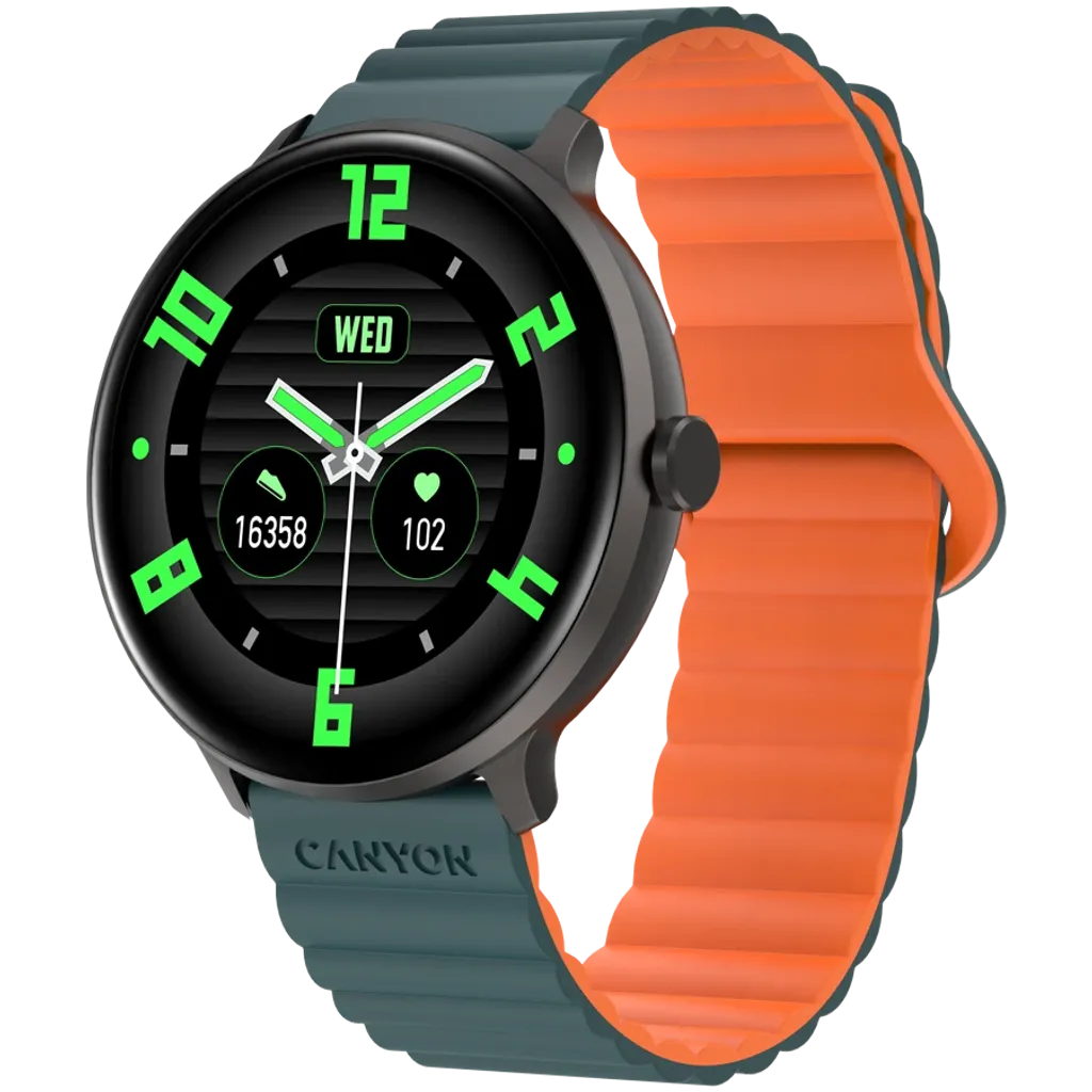 CANYON Jacky SW-69 viedpulkstenis 1.3" LTPS, IP68, zaļš/oranžs
