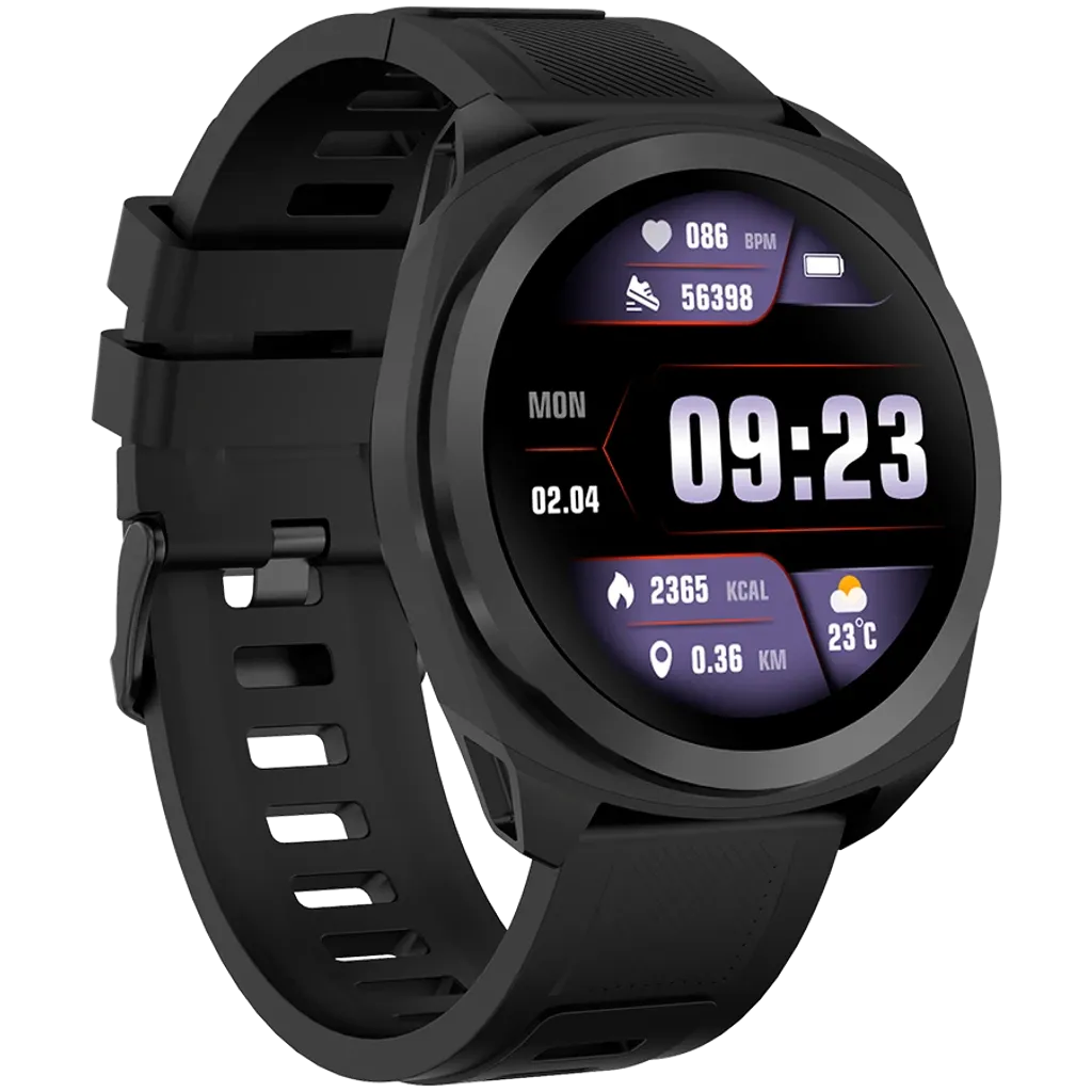 CANYON Maverick SW-83 GPS viedpulkstenis 1.32" IPS, IP68, melns