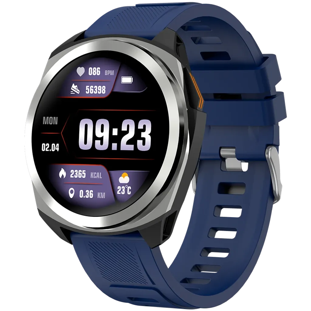 CANYON Maverick SW-83 GPS viedpulkstenis 1.32" IPS, IP68, sudraba/zils