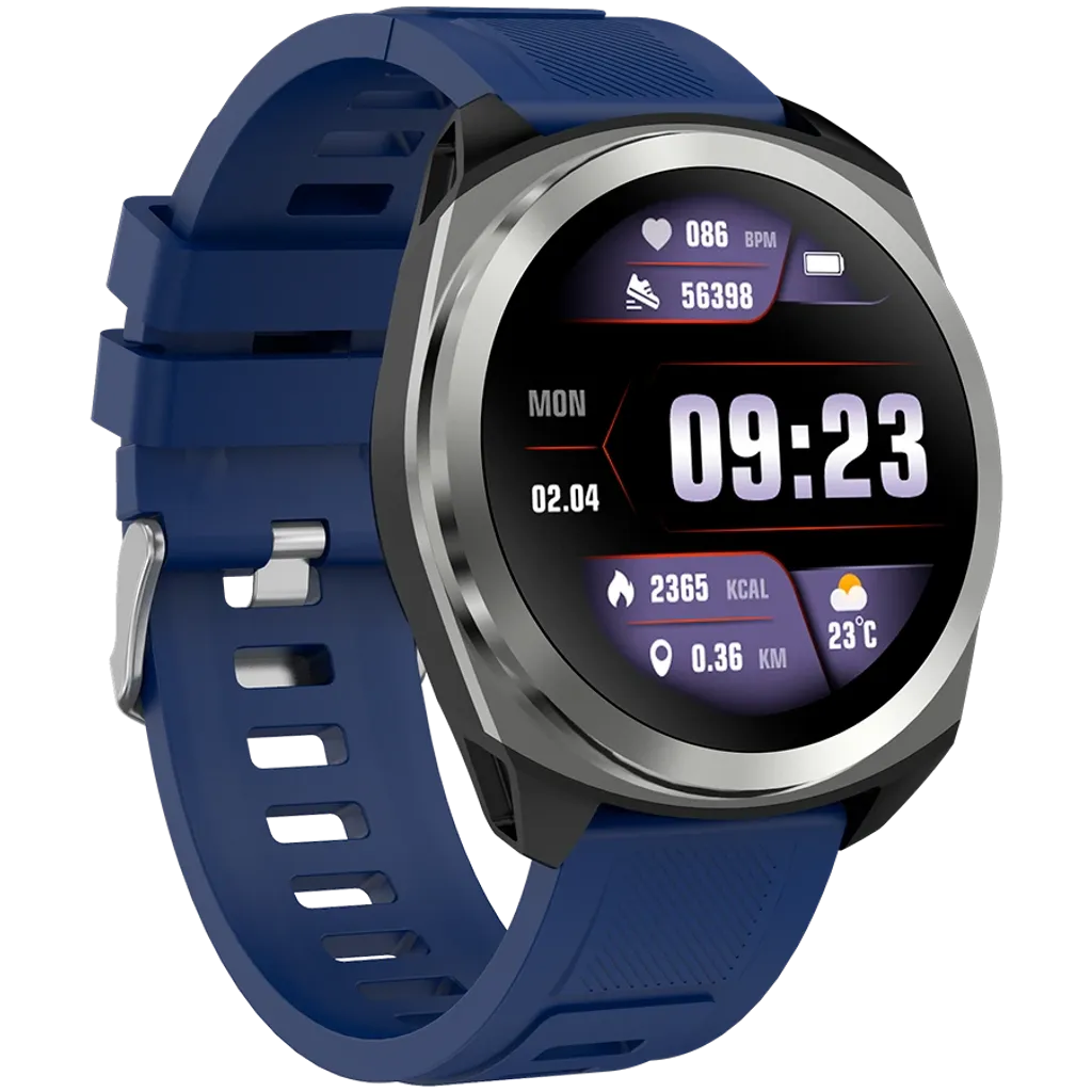 CANYON Maverick SW-83 GPS viedpulkstenis 1.32" IPS, IP68, sudraba/zils
