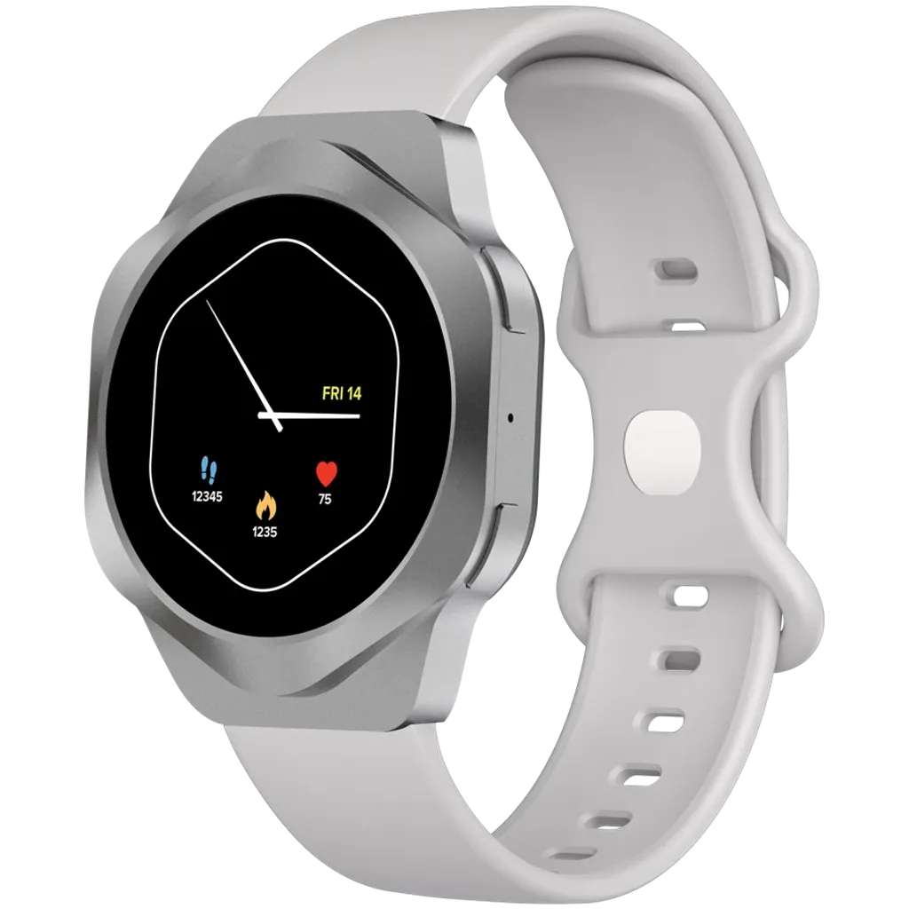 CANYON Hexagon SW-88 viedpulkstenis 1.43" AMOLED, BT zvani, IP67, sudraba