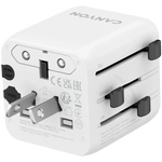 CANYON OnTour One universāls ceļojumu adapteris EU/UK/US/AUS, 2500W, balts