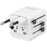 CANYON OnTour One universāls ceļojumu adapteris EU/UK/US/AUS, 2500W, balts