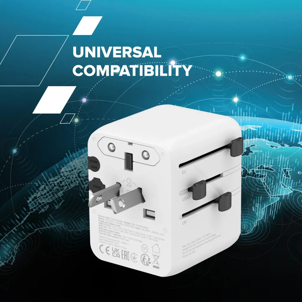 CANYON OnTour 20 universāls GaN III ceļojumu adapteris 20W, EU/UK/US/AUS