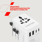 CANYON OnTour 70 universāls GaN III ceļojumu adapteris 70W, EU/UK/US/AUS