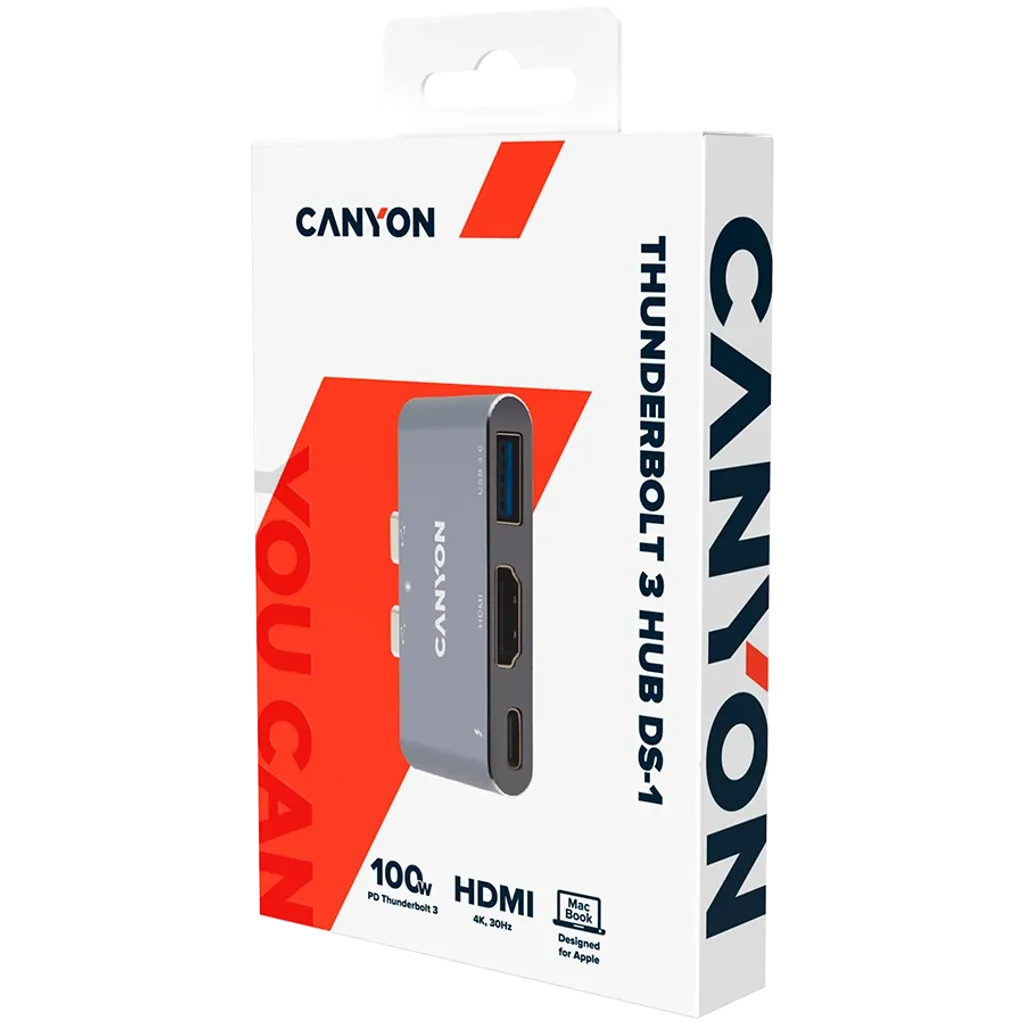 CANYON DS-1 3-in-1 Thunderbolt 3 dokstacija, HDMI, USB 3.0, 100W PD