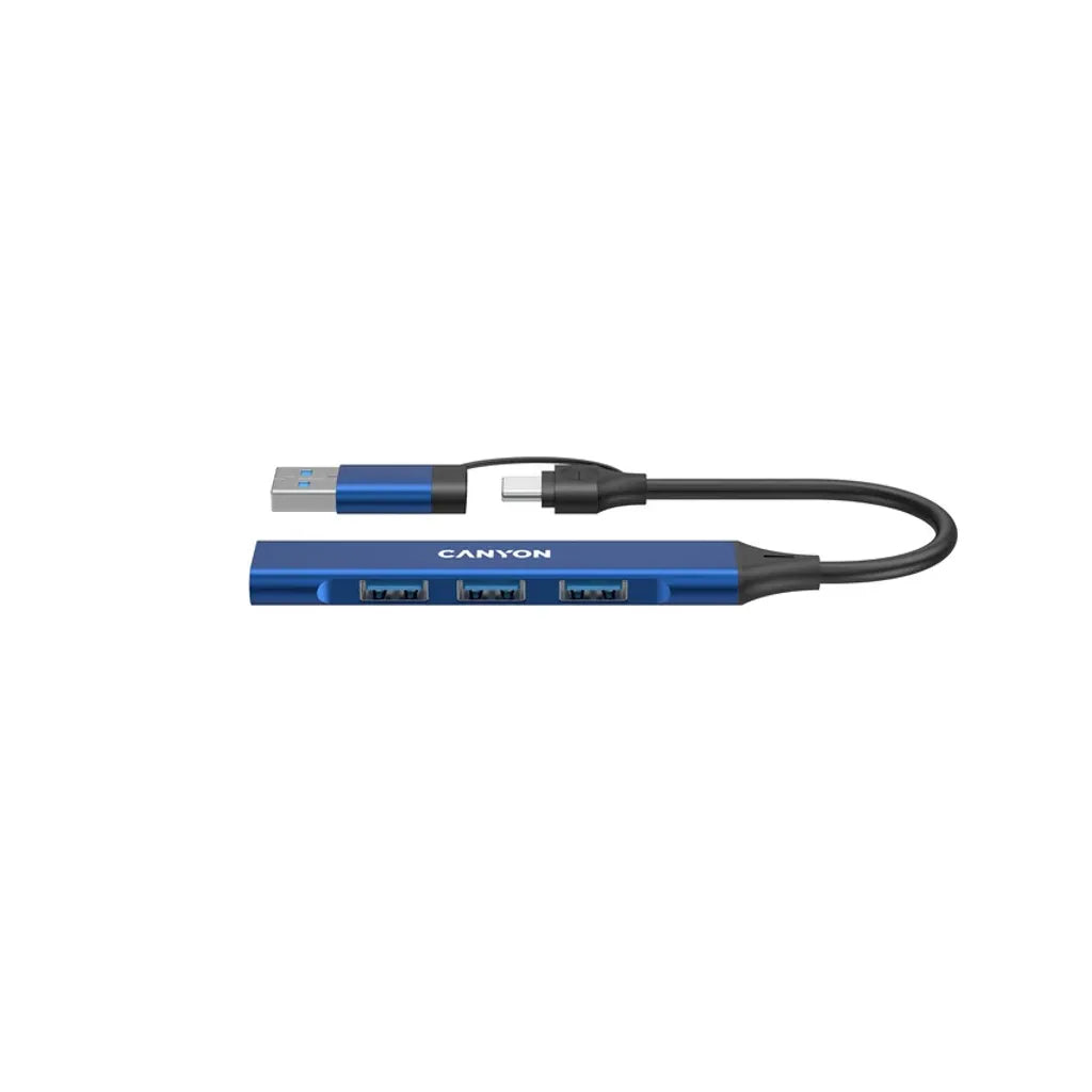 CANYON OnHub 02 4-portu USB-C/USB-A HUB, USB 3.0, zils