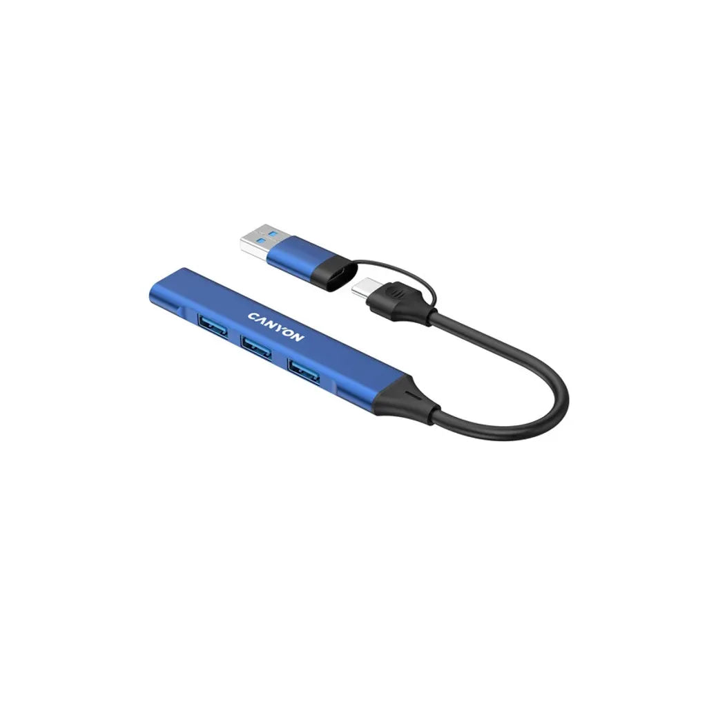 CANYON OnHub 02 4-portu USB-C/USB-A HUB, USB 3.0, zils