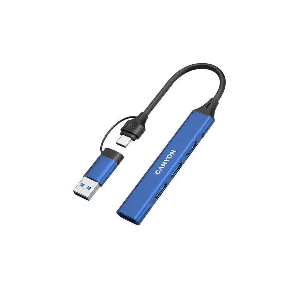 CANYON OnHub 02 4-portu USB-C/USB-A HUB, USB 3.0, zils