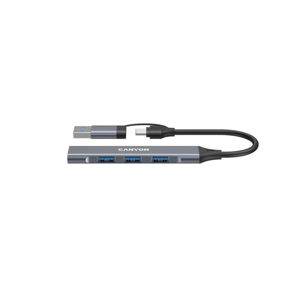 CANYON OnHub 02 4-portu USB-C/USB-A HUB, USB 3.0, pelēks
